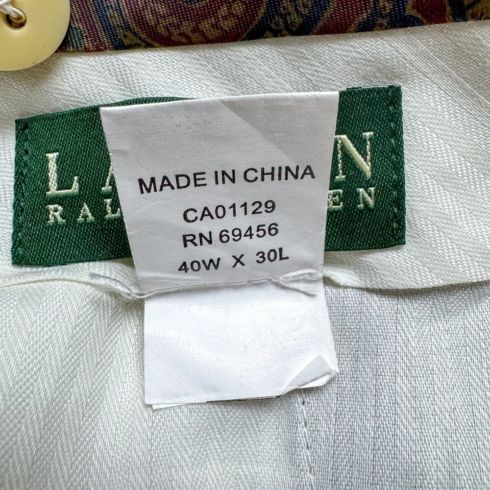 Lauren Ralph Lauren‎ Dress Pants Mens 40x30 Brown Check Wool Pleated Cuffed Work